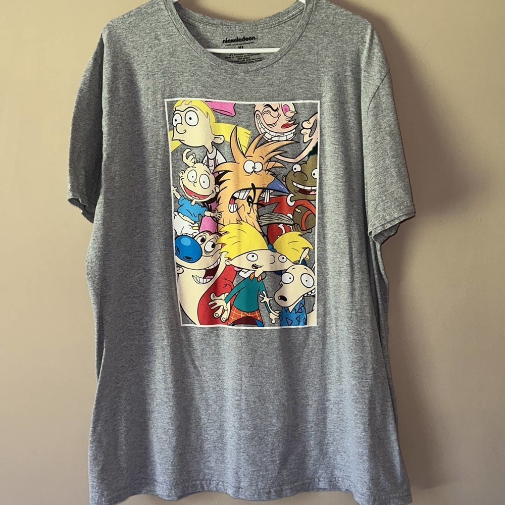 Nickelodeon Mens 90s Fashion‎ Cartoons Gray T Shirt Size XL